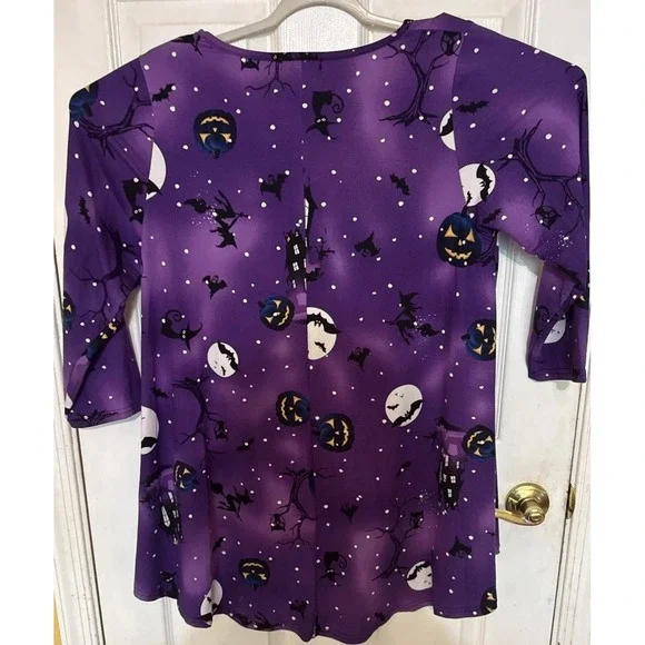 Larace Plus Sz 2x Purple Halloween Swing Tunic, 3/4‎ Sleeve. - Picture 5 of 5